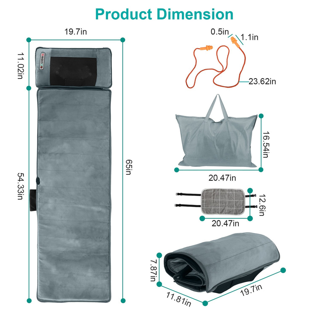 Full Body Electric Massage Mat W/Heat Vibration Massage Pad Cushion Back Massage