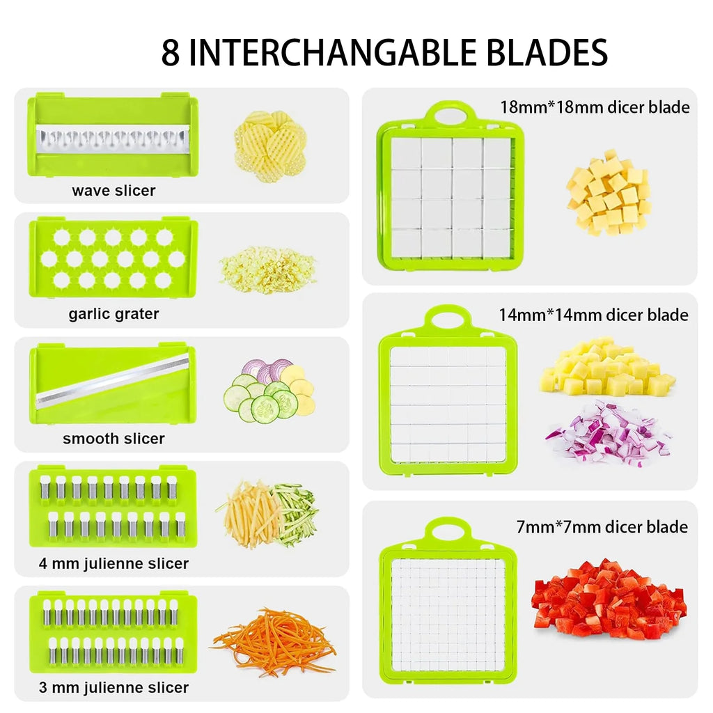 Vegetable Chopper, 17 in 1 Multi-Function Food Chopper, Professional Kitchen Gadget with Container
