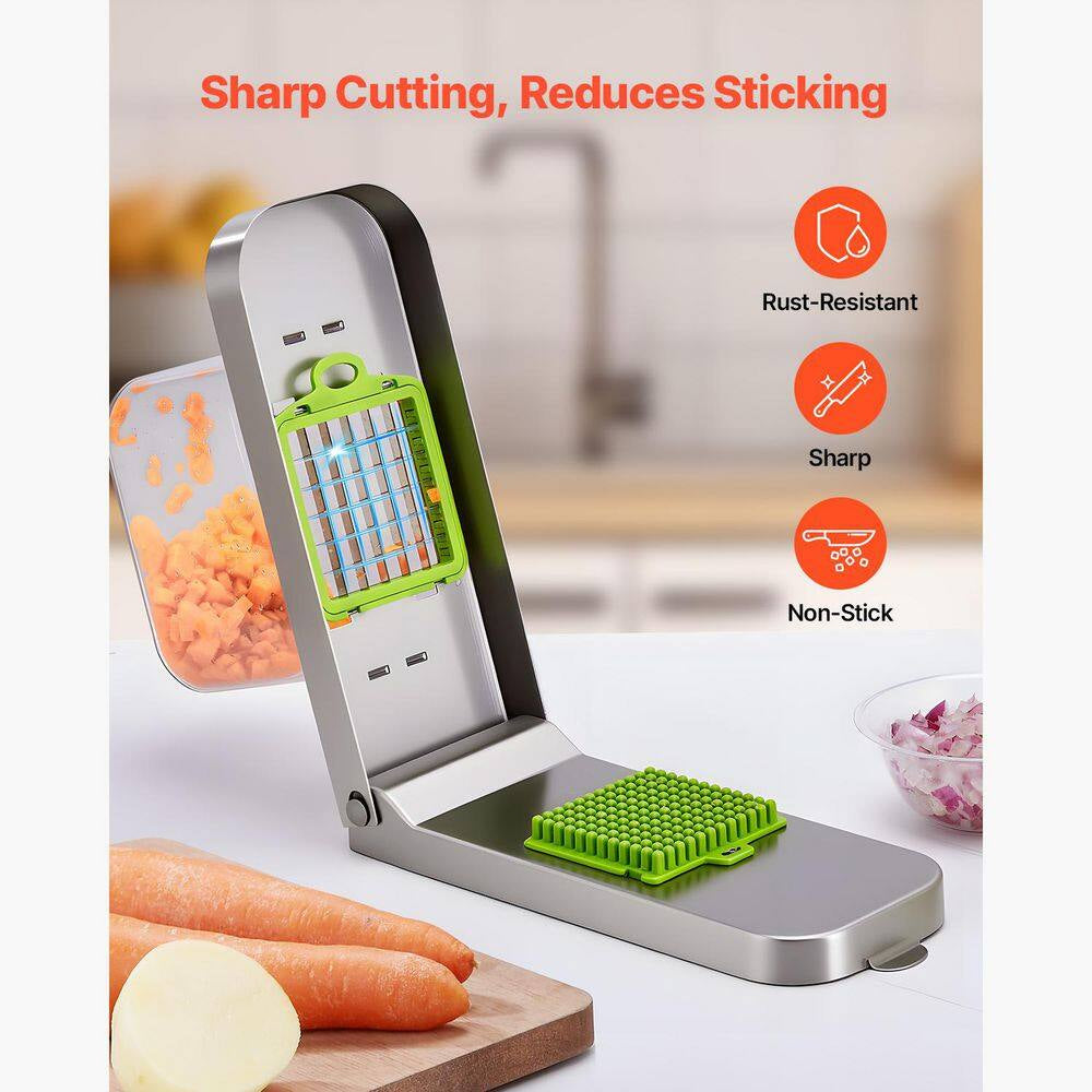 Vegetable Chopper with 3 Stainless Steel Blades, Food Cutter and Onion Slicer with Container, Kitchen Tools for Salad
