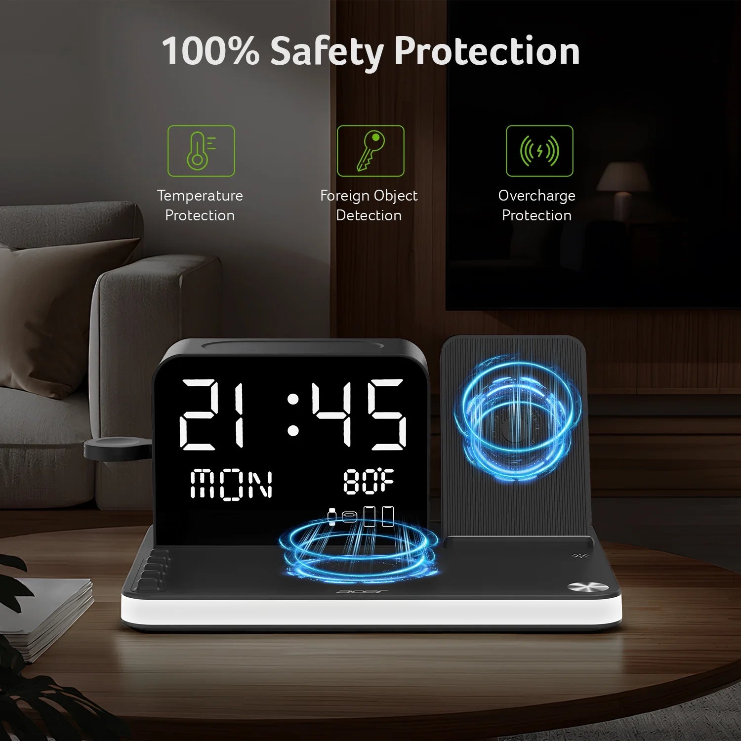 7 in 1 Wireless Charging Station: Compatible with Apple Multiple Devices - Iphone Apple Watch and Airpods, Charger Stand with Led Night Light