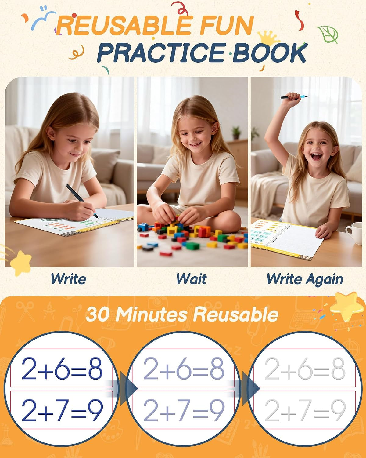 Motor Magic Happy Writer System - Magic Grooved Handwriting Practice for Kids Ages 3-8, 8 Book Reusable Workbooks, 3D Calligraphy Writing Set with Disappearing Ink, Little Explorer Preschool Learning