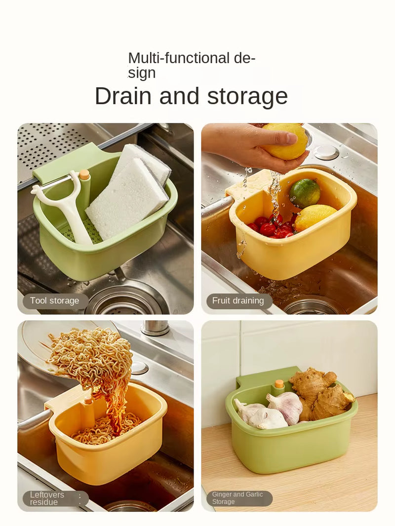 Multi-Functional Plastic Sink Filter Basket Household Food Residue Drain Hanging Basket for Kitchen Storage Colanders Strainers