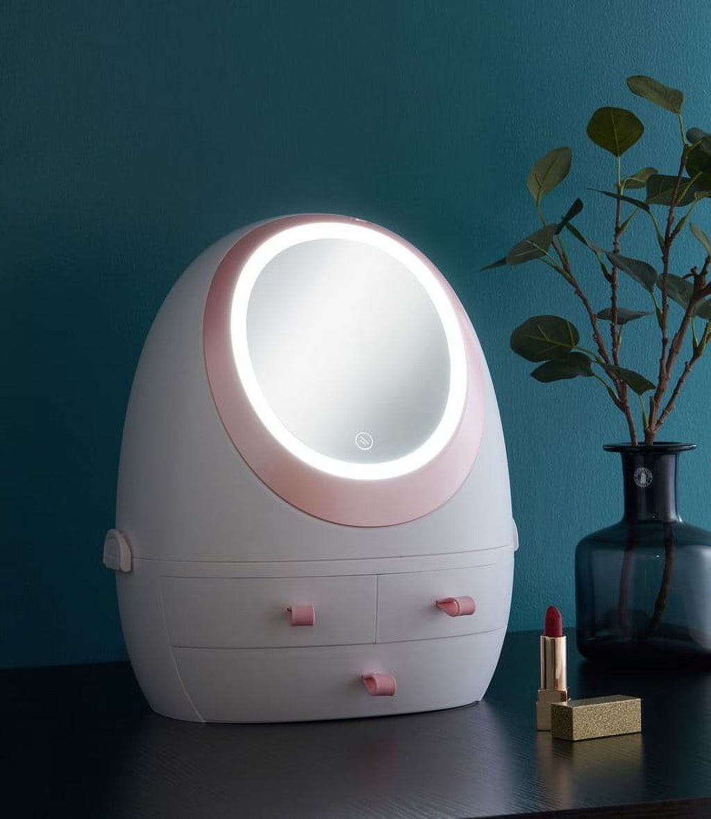 Modern LED Lighted Mirror Makeup Organizer Stand for Bathroom, Dresser, and Vanity Countertop - Bathroom Organizers and Storage Solution with Room Decor Aesthetic and Preppy Stuff Vibe by KME