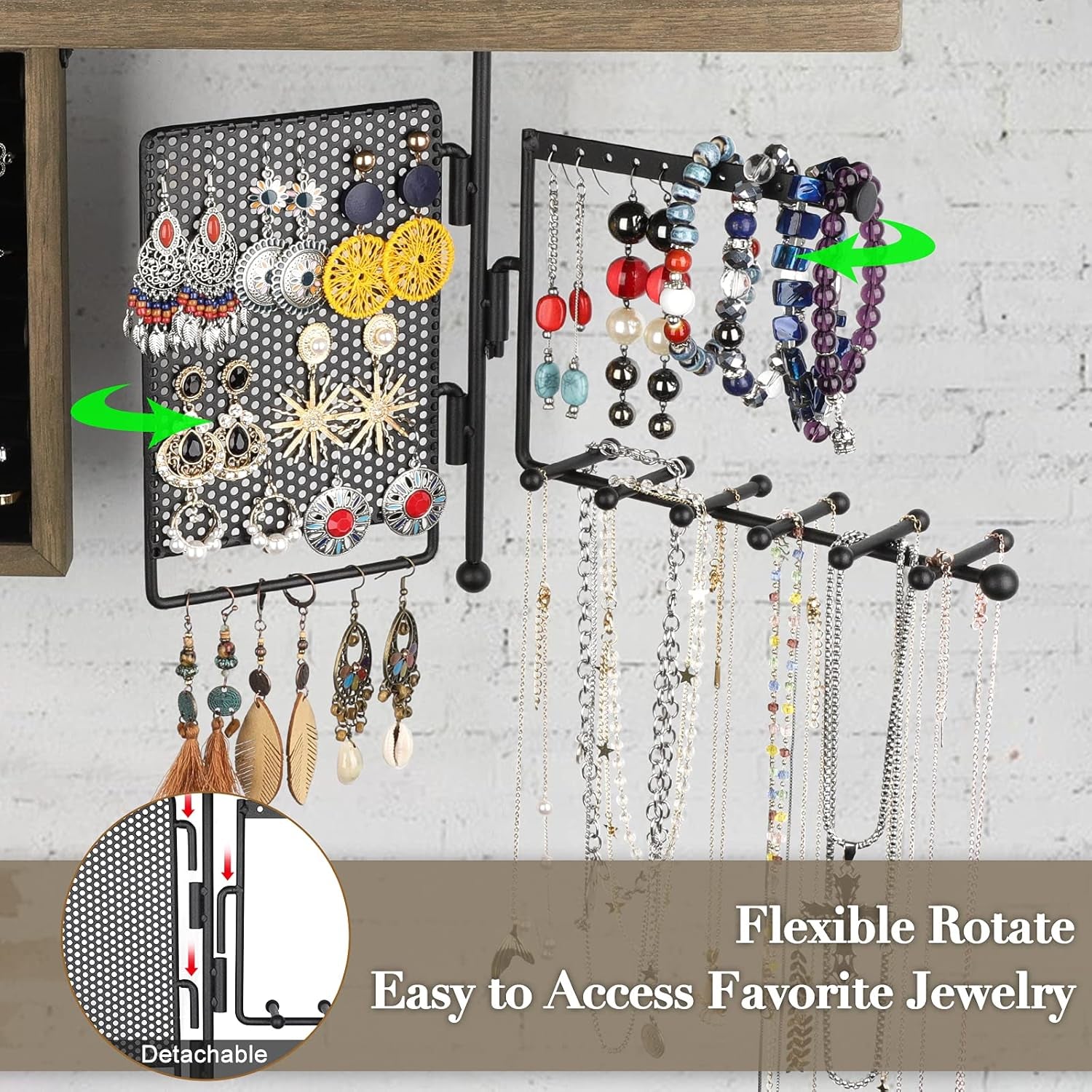 Hanging Jewelry Organizer and Makeup Organizer Black