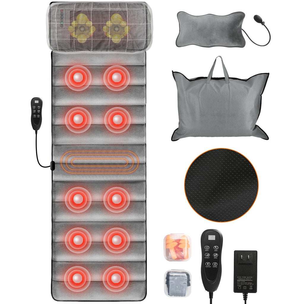 Full Body Electric Massage Mat W/Heat Vibration Massage Pad Cushion Back Massage