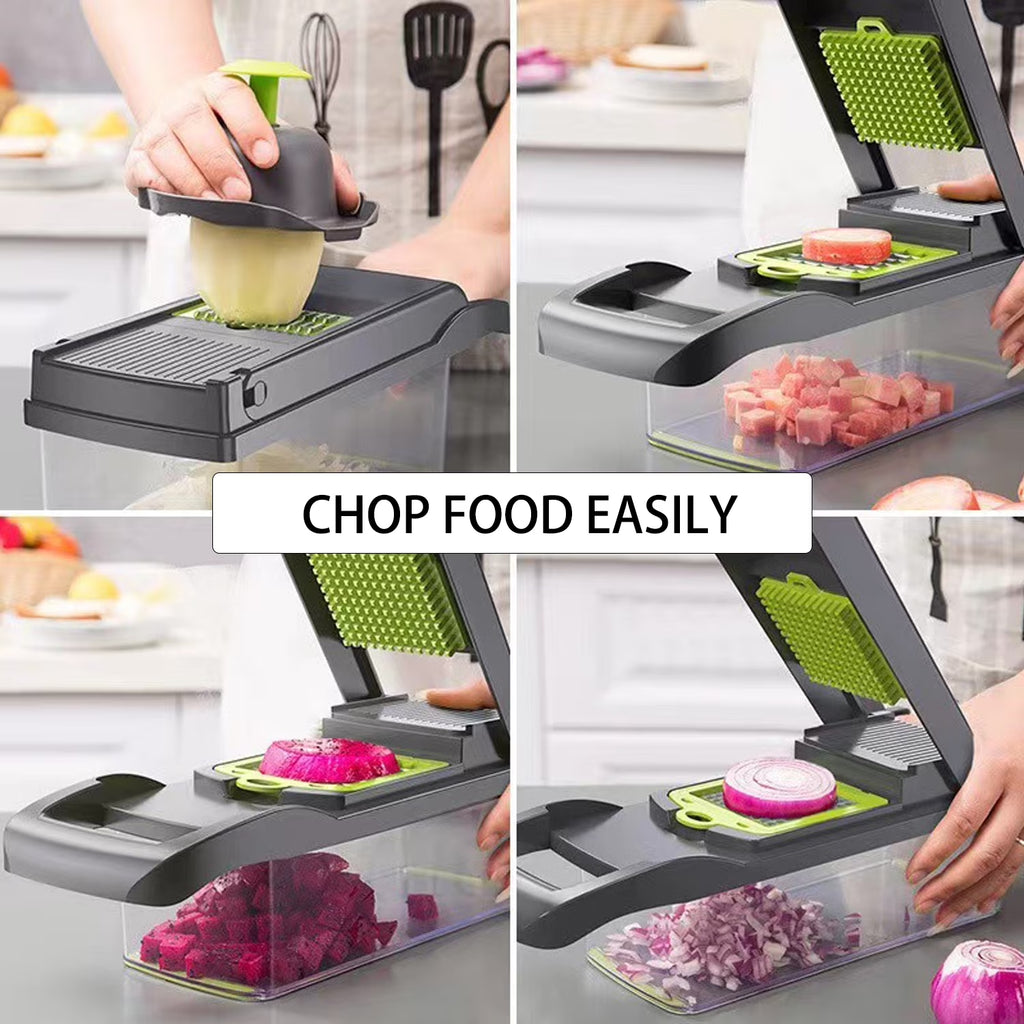Vegetable Chopper, 17 in 1 Multi-Function Food Chopper, Professional Kitchen Gadget with Container