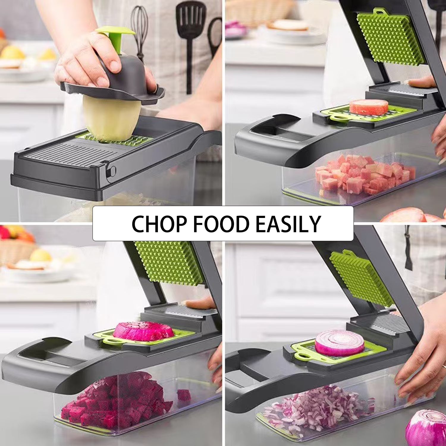 Vegetable Chopper, 17 in 1 Multi-Function Food Chopper, Professional Kitchen Gadget with Container