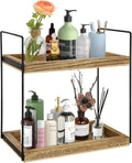 2 Tier Bathroom Organizer, Bathroom Rack for Countertop, Wooden Double Tray for Kitchen Spice, Rustic Storage Shelf for Bathroom, Vanity, Kitchen, Coffee Bar