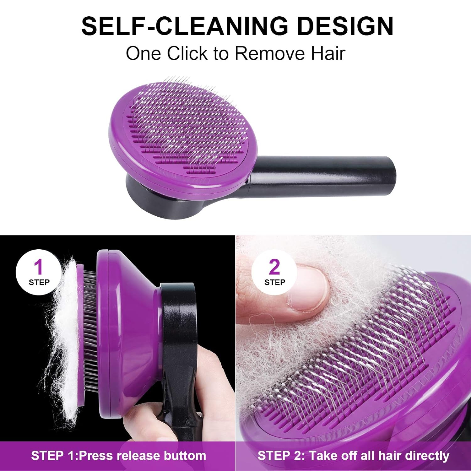 Dog Brush, Self Cleaning Slicker Brush for Cats and Dogs, Gently Removes Loose Undercoat, Mats Tangled Hairs Dog Grooming Kit