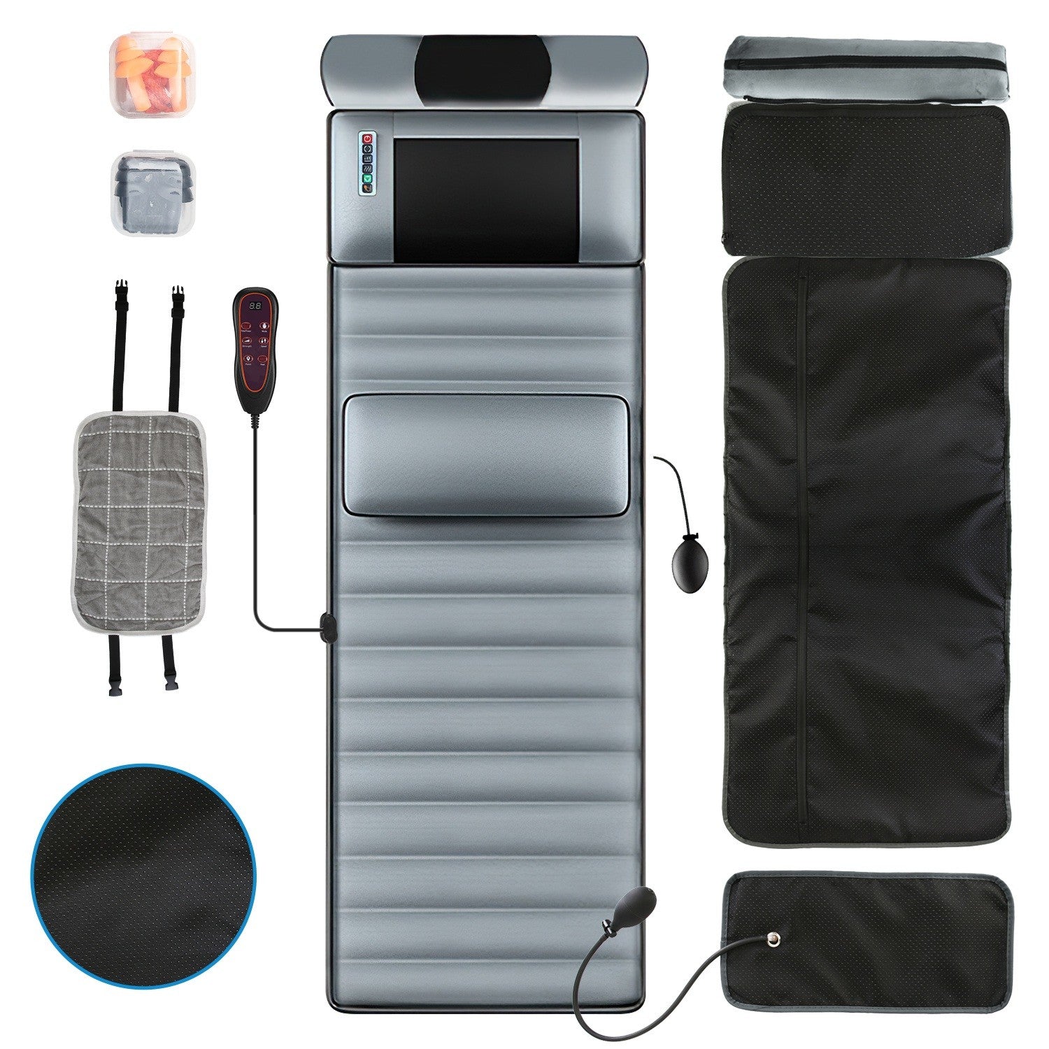 Full Body Electric Massage Mat W/Heat Vibration Massage Pad Cushion Back Massage