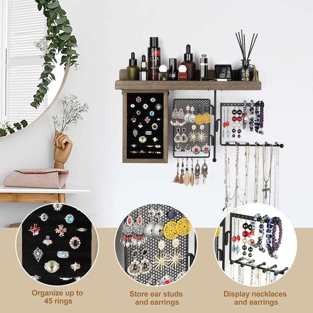 Hanging Jewelry Organizer and Makeup Organizer Black