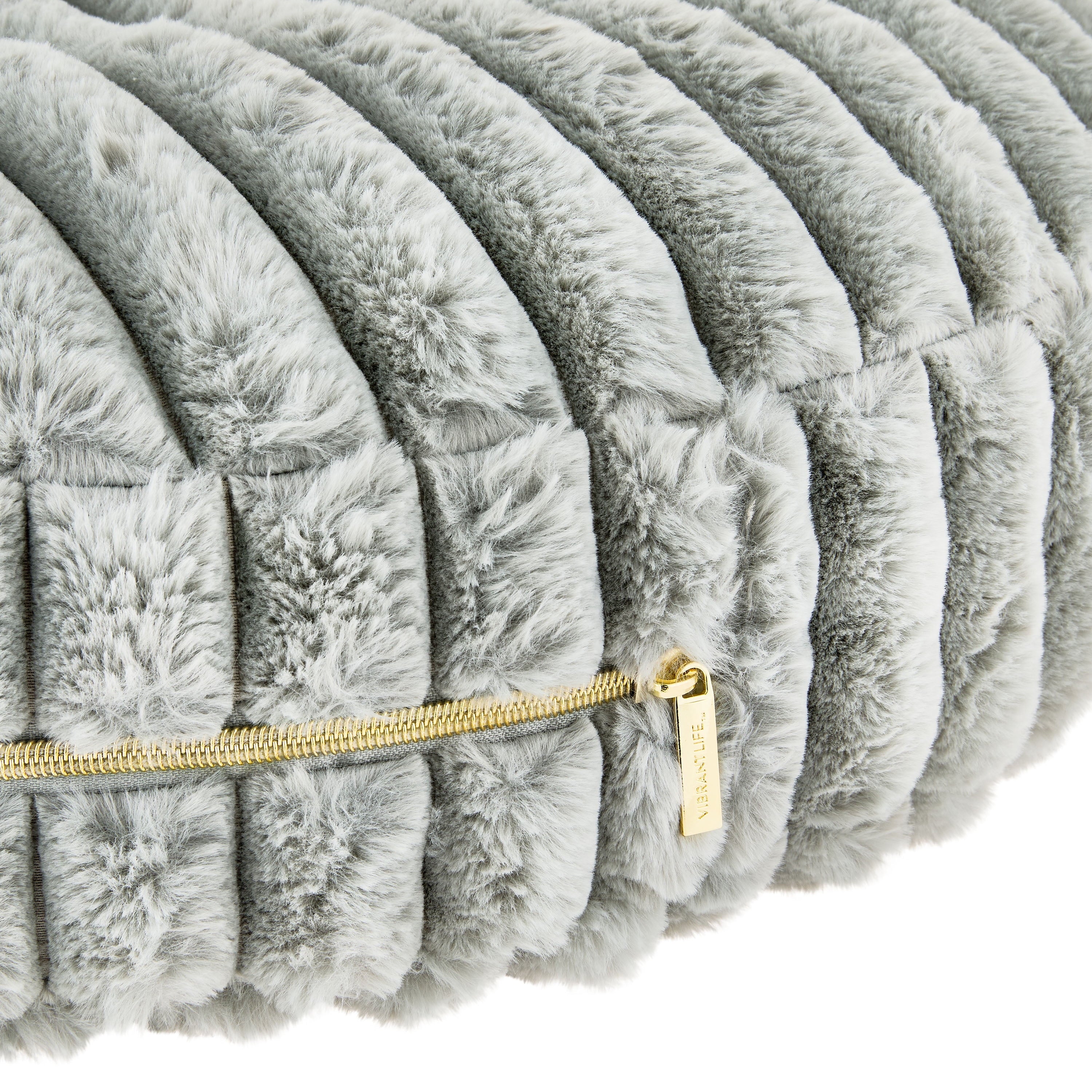 Medium round Ribbed Orthopedic Dog Bed, Gray, 24"