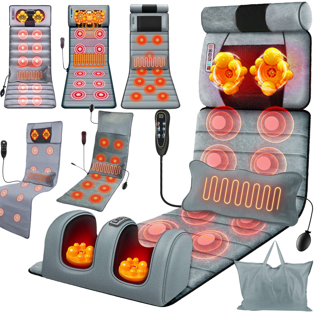 Full Body Electric Massage Mat W/Heat Vibration Massage Pad Cushion Back Massage